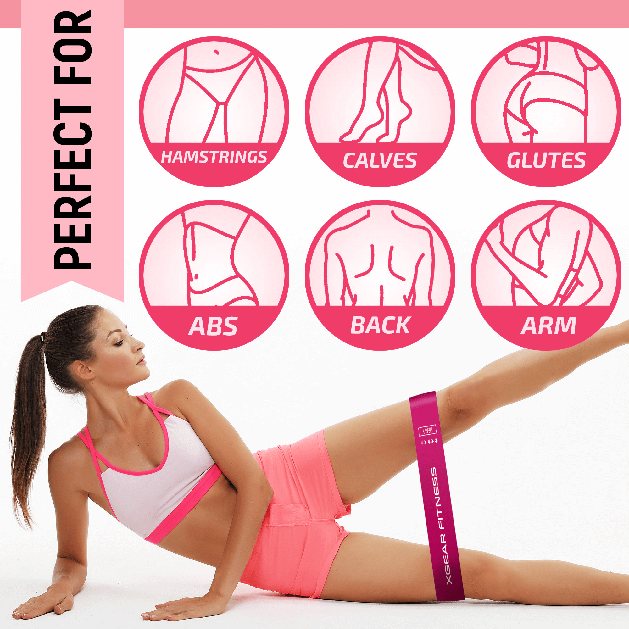 XGear Fitness Loop Resistance Band Set of 5 for Women with Carry Bag Jupiter Gear Home