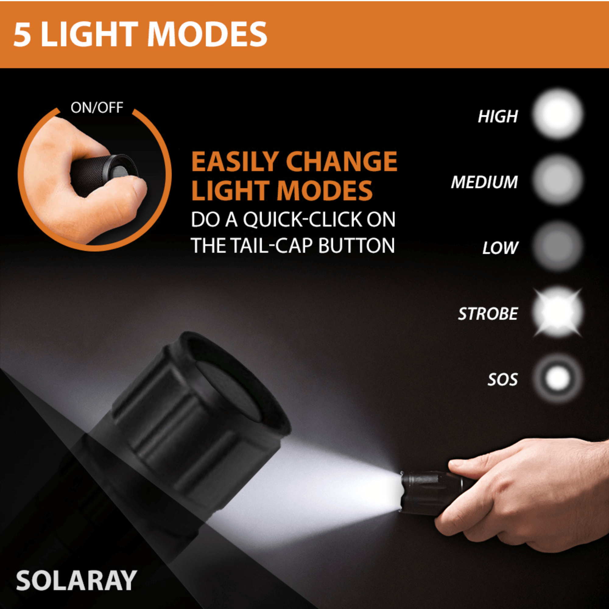 Solaray ZX1-XL 18650 Tactical Flashlight Jupiter Gear Home