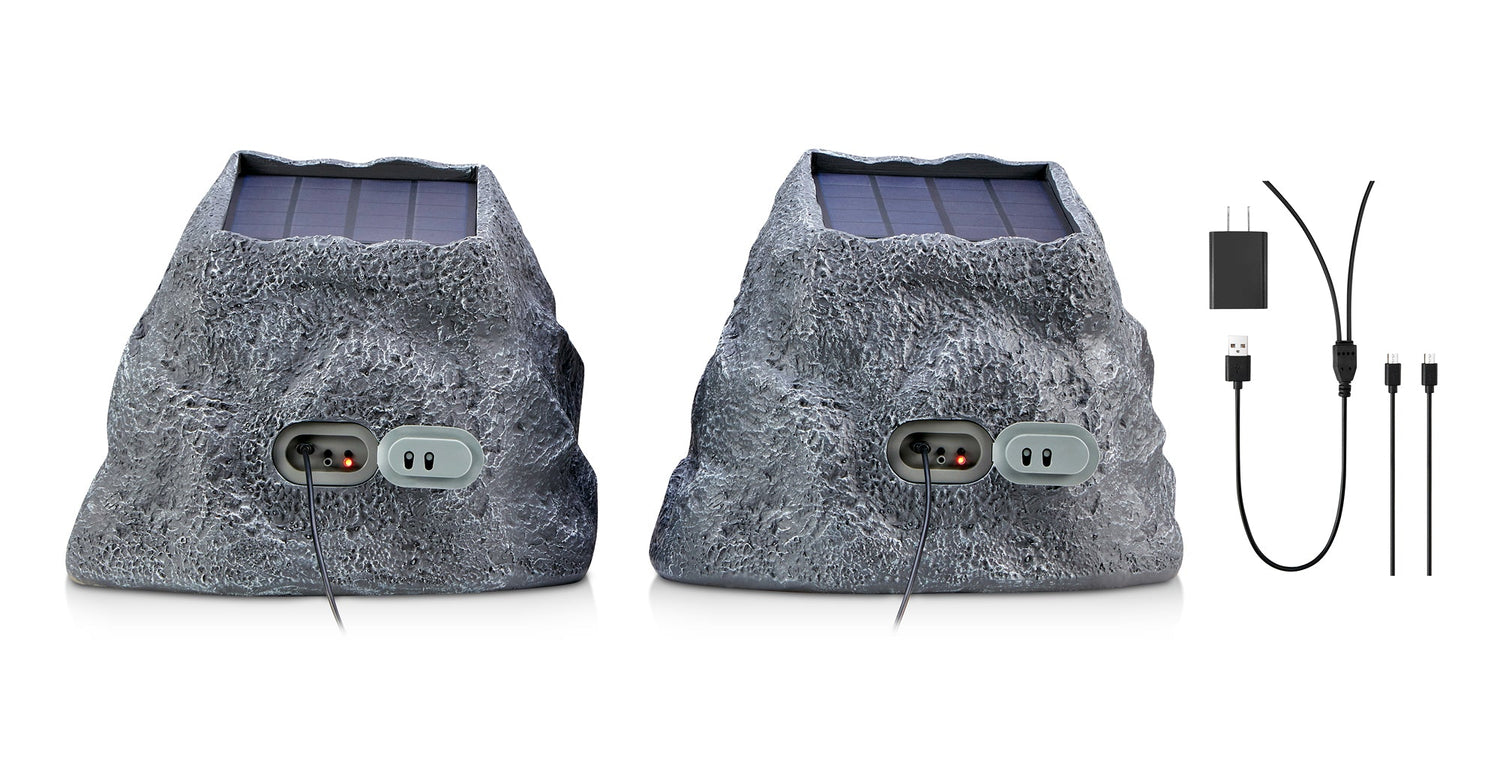 SoundPro 1-Pair Bluetooth Multi-Link Solar Rechargeable Wireless Rock Speakers Jupiter Gear Home