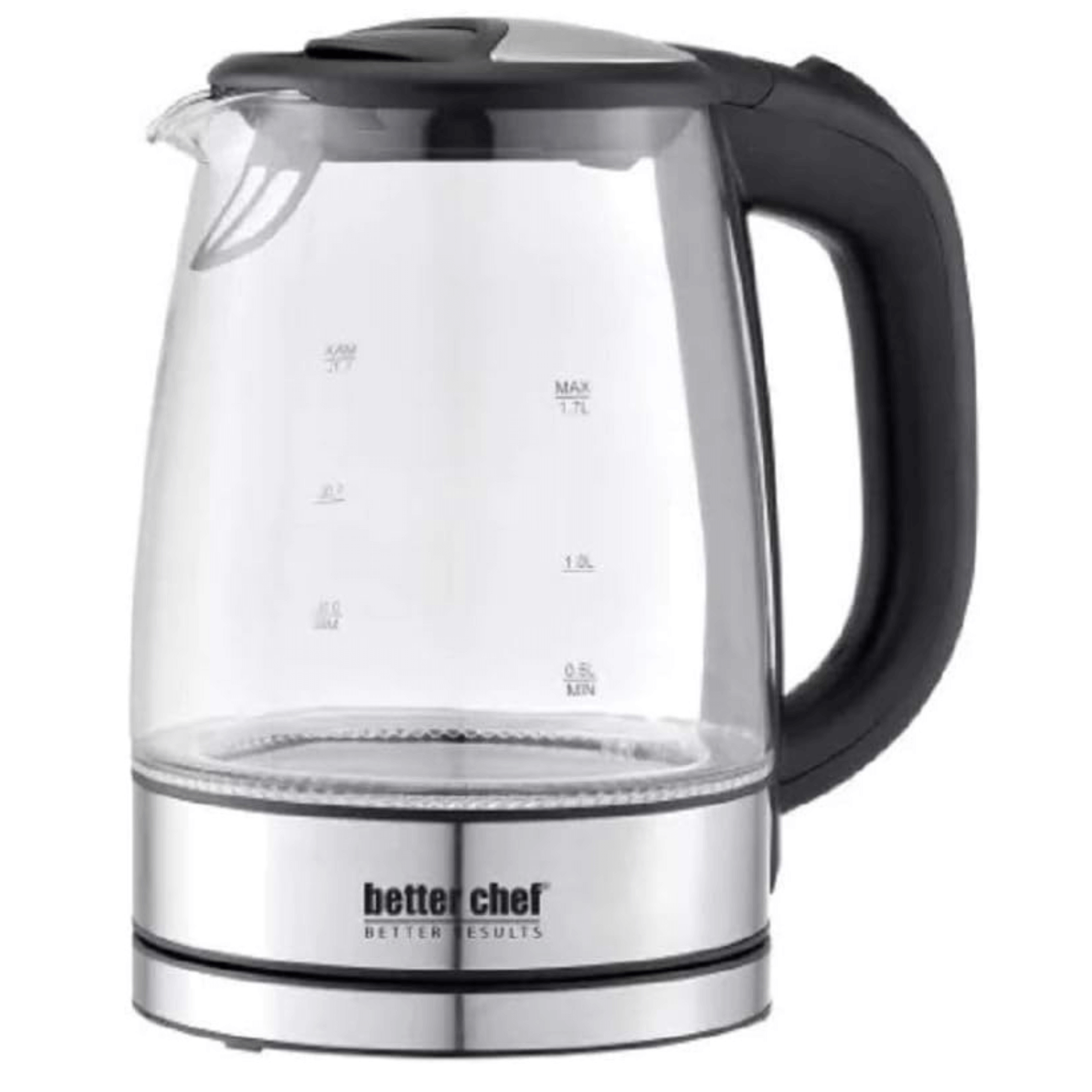 Better Chef 1100W 7-Cup Cordless Electric Borosilicate Glass Kettle with Stainless Steel Accents Jupiter Gear Home