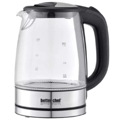 Better Chef 1100W 7-Cup Cordless Electric Borosilicate Glass Kettle with Stainless Steel Accents Jupiter Gear Home