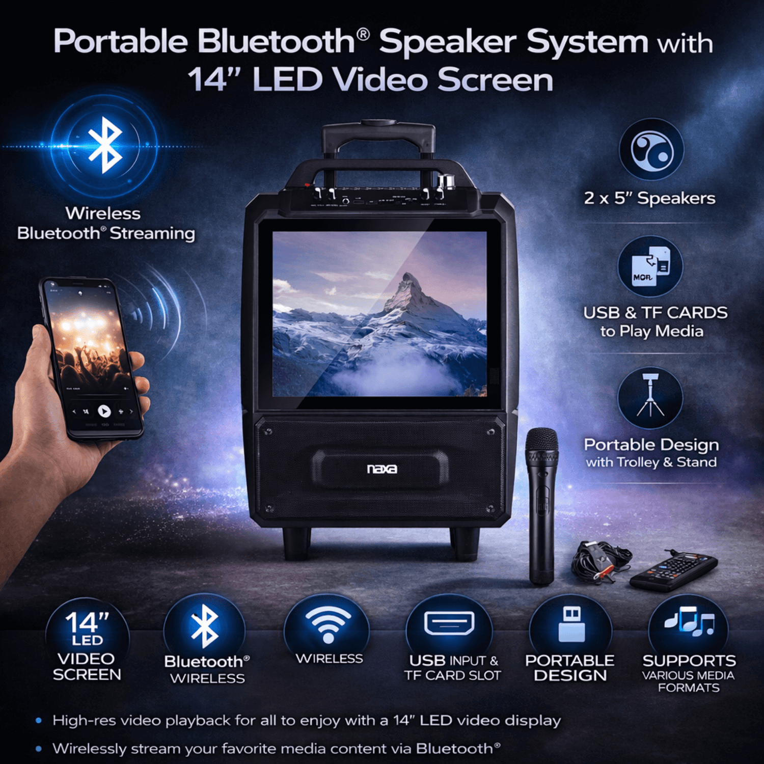 Naxa Portable Bluetooth Speaker System - Refurbished Jupiter Gear Home