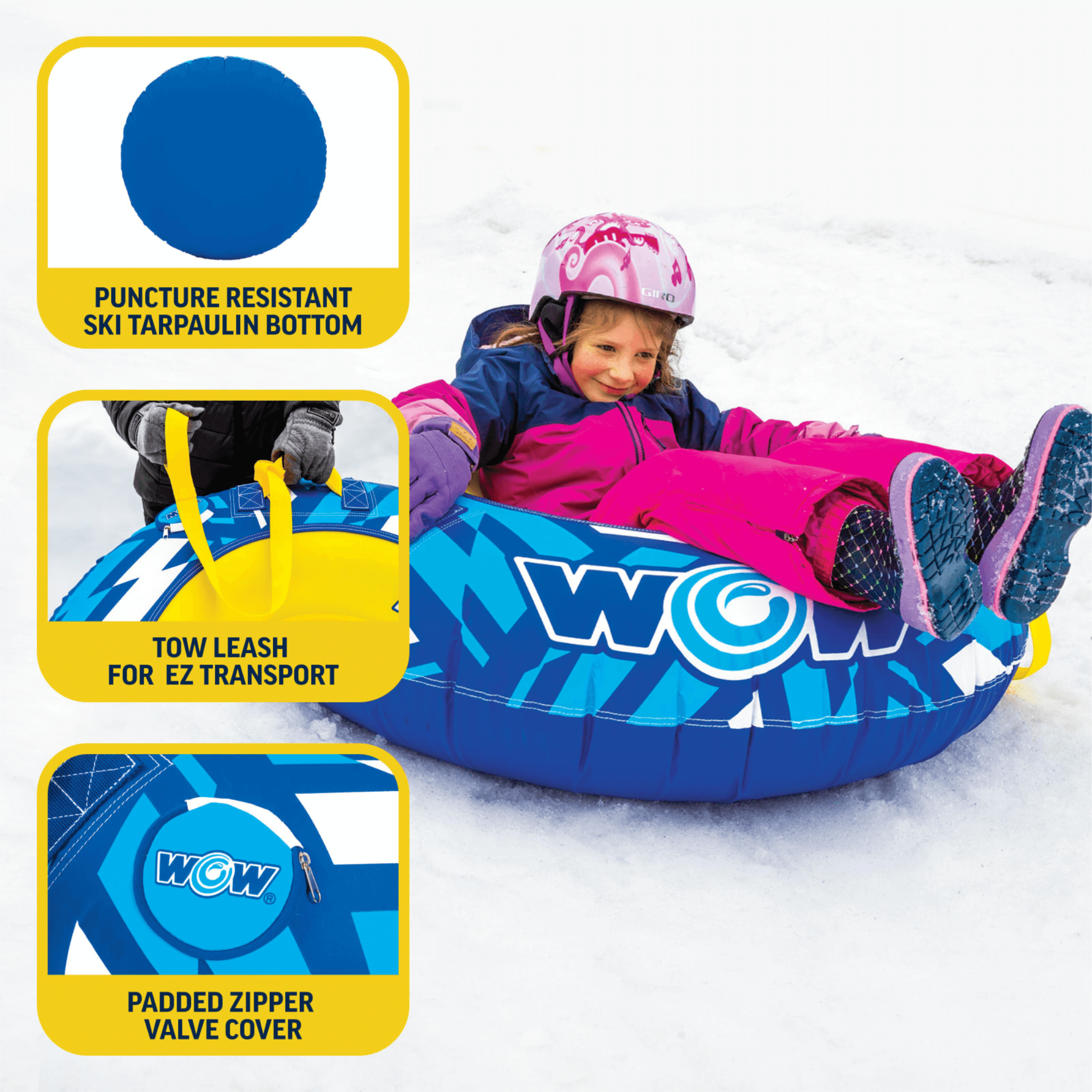 WOW Watersports Surge Tarpaulin-Bottom Snow Tube with Tow Leash Jupiter Gear Home