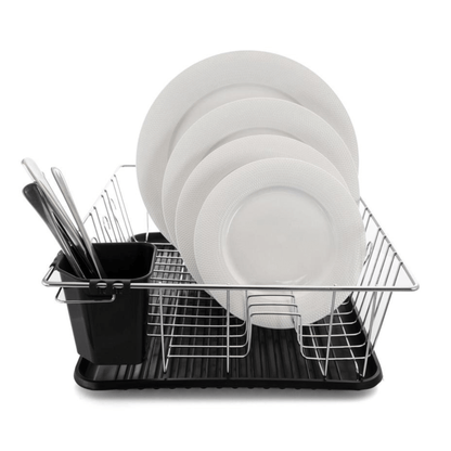 Better Chef 16" Chrome-Plated Metal Dish Rack with Drain Tray Jupiter Gear Home