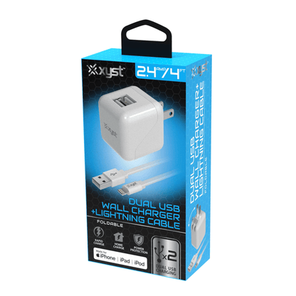 Xyst 2.4-Amp Dual USB Wall Charger With 4Ft Lightning Cable Jupiter Gear Home