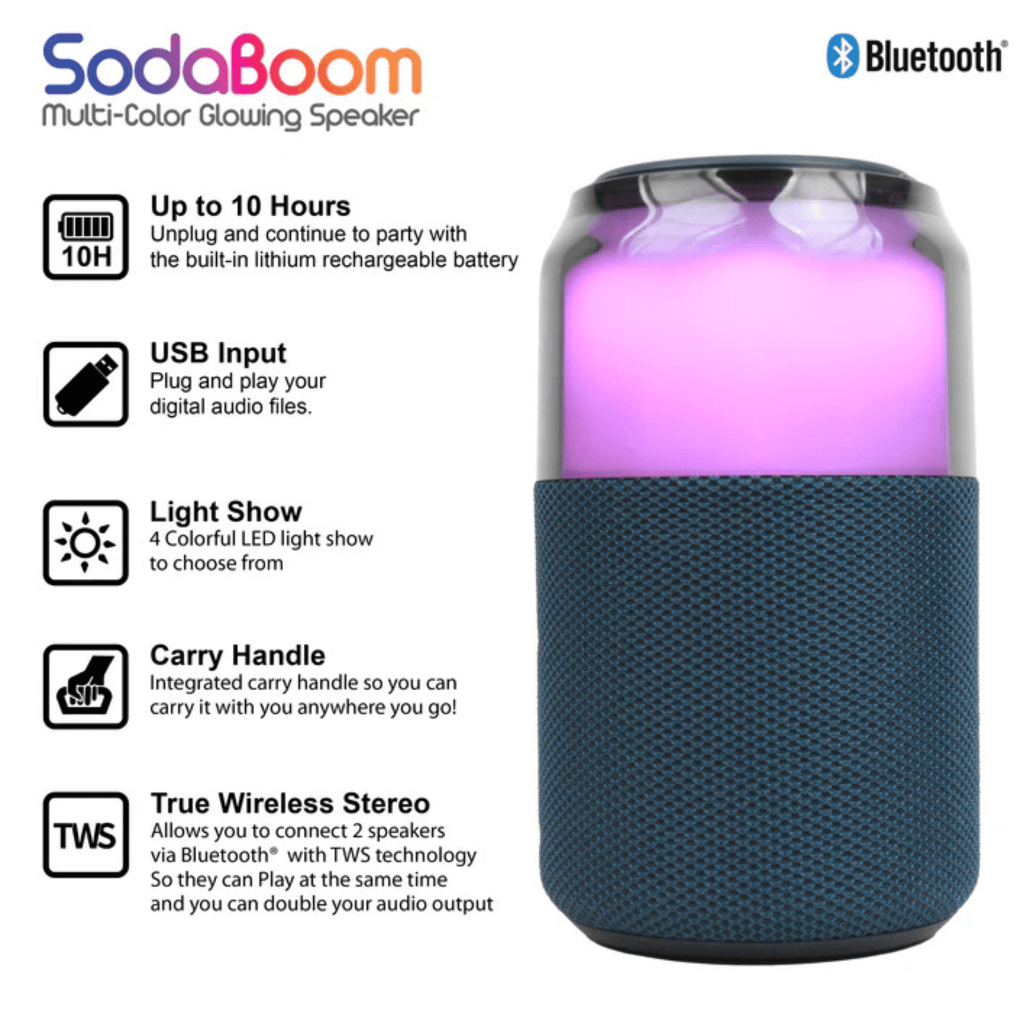 Supersonic SodaBoom Portable Bluetooth Speaker Jupiter Gear Home