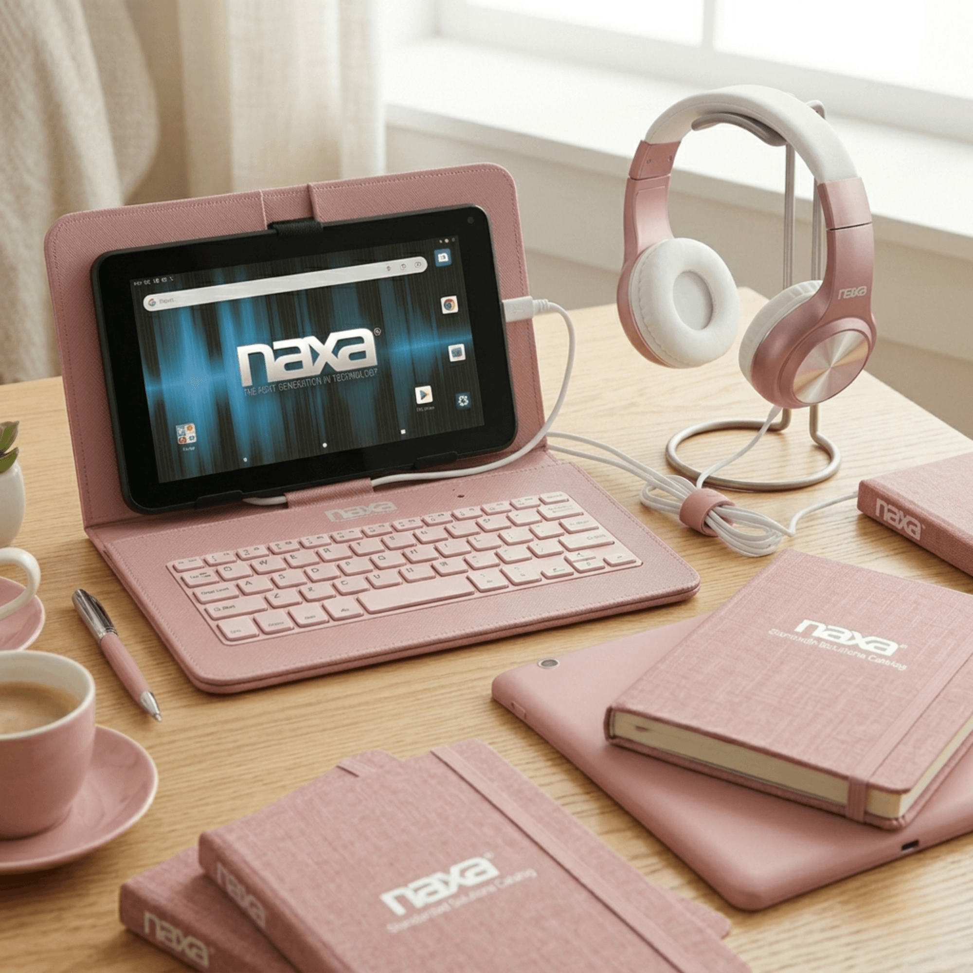 Naxa 7" Core Android 11 Tablet Kit Rose Gold - Refurbished Jupiter Gear Home