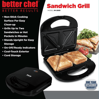 Better Chef Electric 2-Sandwich Grill Press - REFURBISHED Jupiter Gear Home