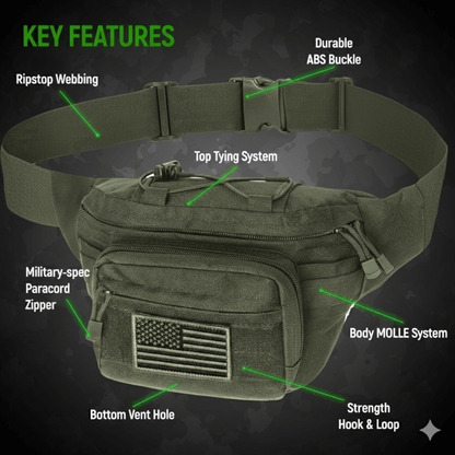 XGear Tactical Hunting Fanny Pack with USA Flag Patch Jupiter Gear Home