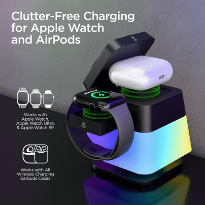 HyperGear PowerFold Cube RGB 3-in-1 Wireless Charging Stand Jupiter Gear Home