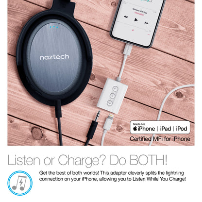 Naztech MFI Lightning to 3.5mm Audio + Charging Adapter Jupiter Gear Home