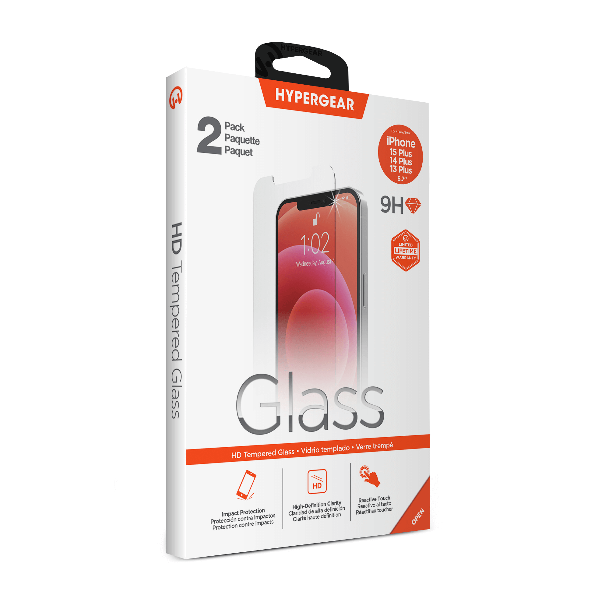 HyperGear 2-Pack HD Tempered Glass for iPhone 15 Plus Jupiter Gear Home