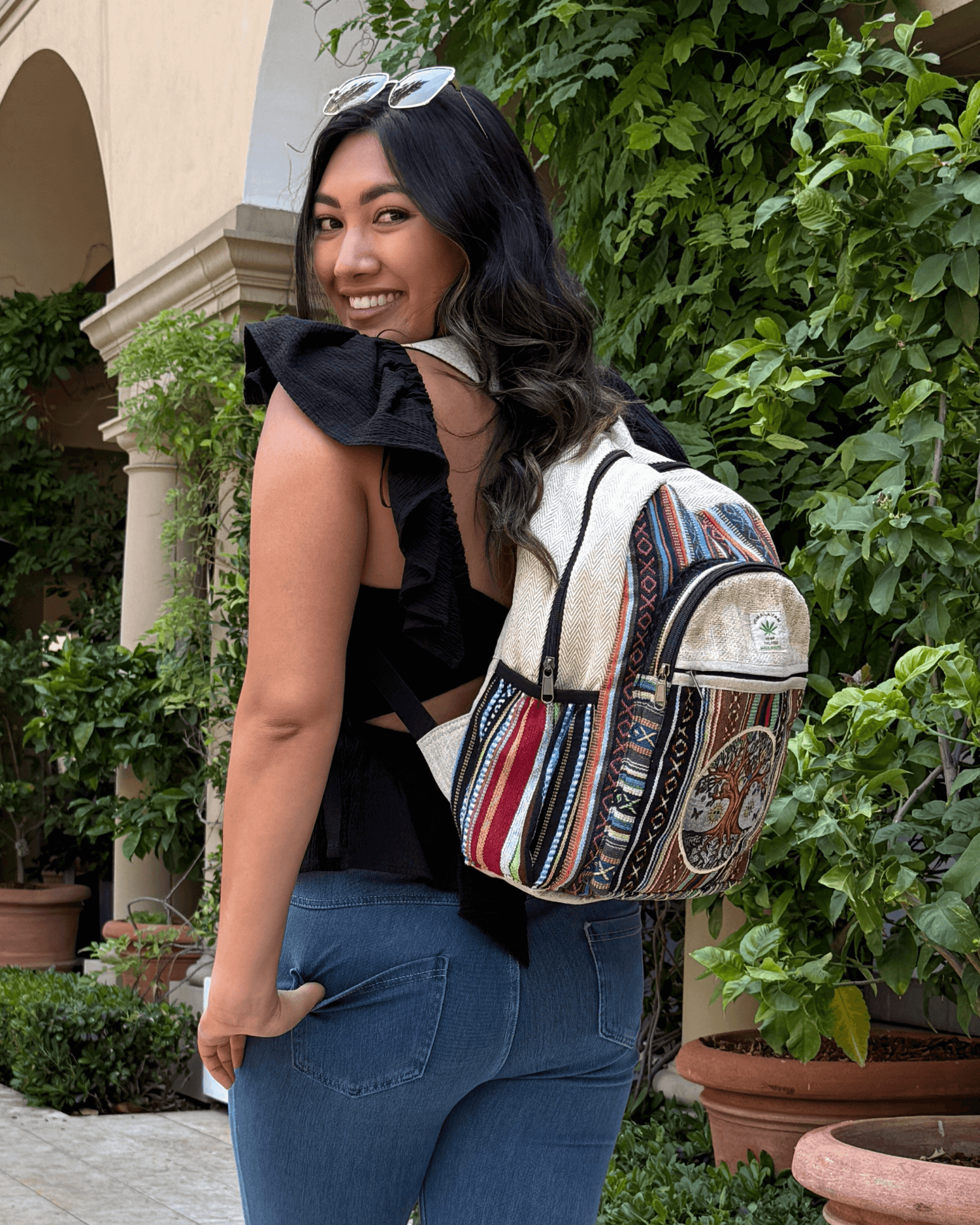 Kathmandu Collection Handmade Cotton and Hemp Tree of Life Backpack Jupiter Gear Home