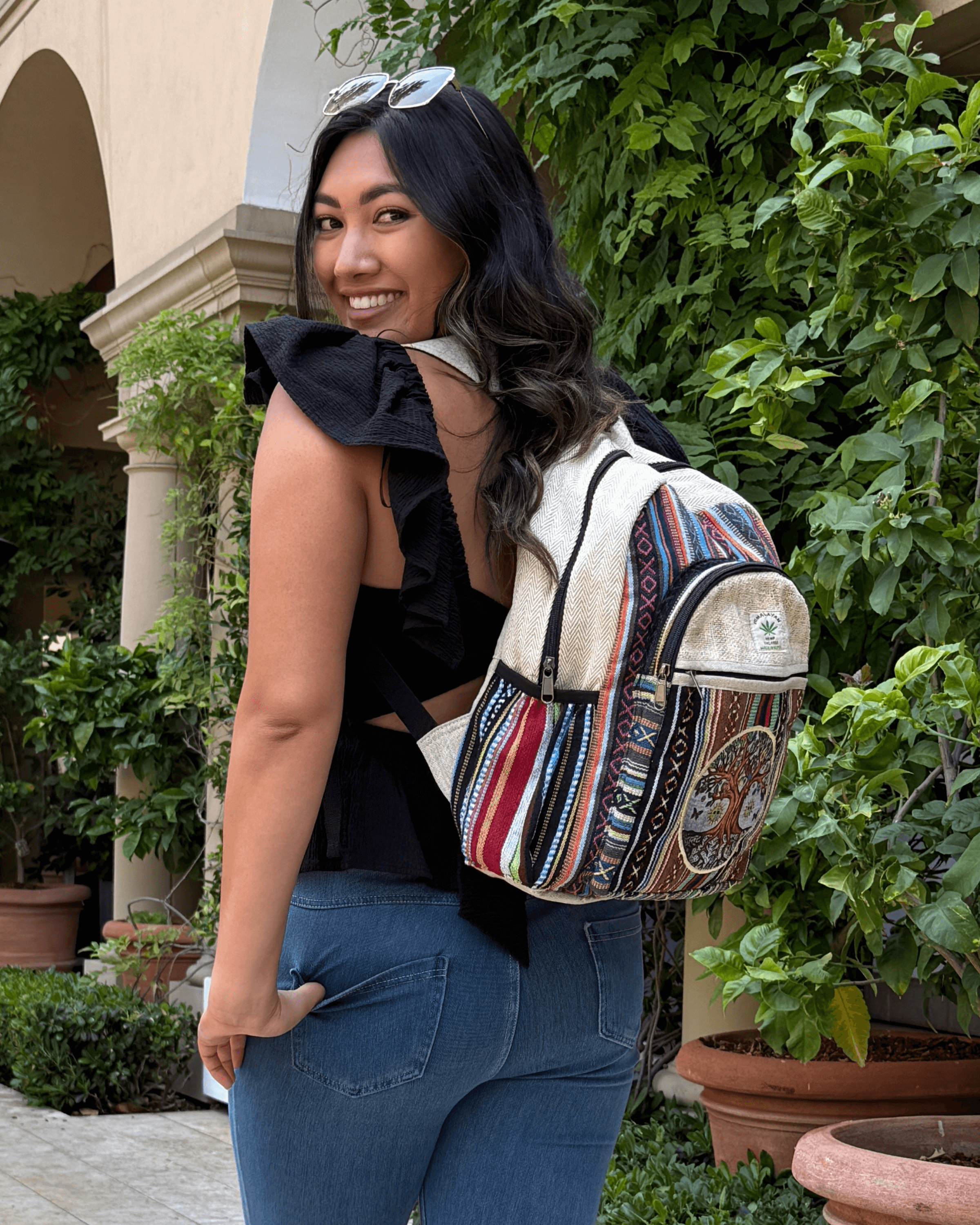 Kathmandu Collection Handmade Cotton and Hemp Tree of Life Backpack Jupiter Gear Home