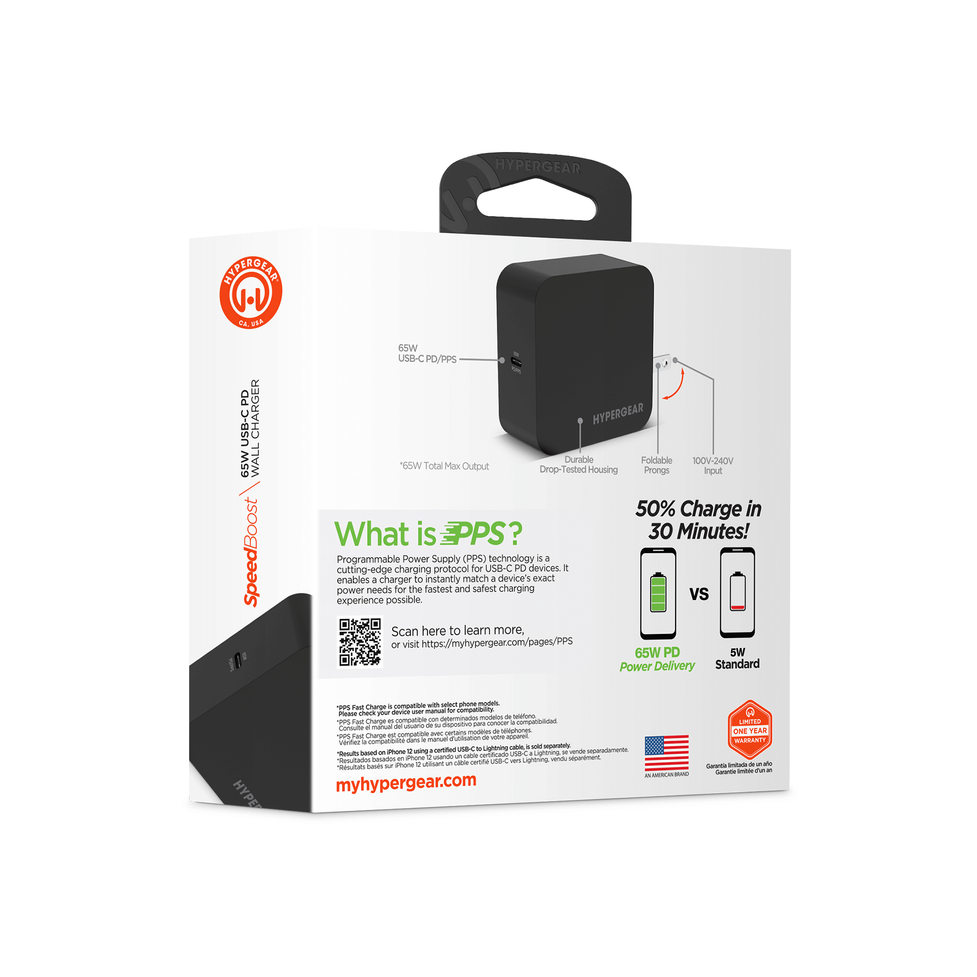 HyperGear SpeedBoost 65W USB-C PD Laptop Wall Charger with PPS Jupiter Gear Home