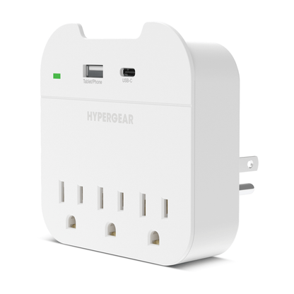 HyperGear Wall Adapter Power Strip 3 Outlets Jupiter Gear Home