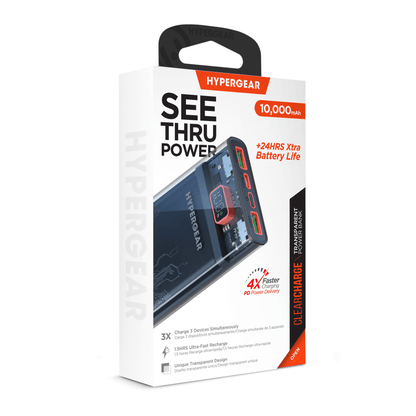 HyperGear ClearCharge 10000mAh Transparent PD Power Bank Jupiter Gear Home
