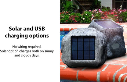 SoundPro 1-Pair Bluetooth Multi-Link Solar Rechargeable Wireless Rock Speakers Jupiter Gear Home