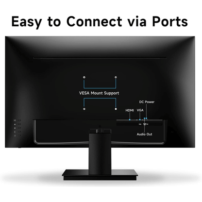 Norcent 27 Inch Frameless Computer Monitor FHD 75HZ VA with Built-In Speakers Jupiter Gear Home