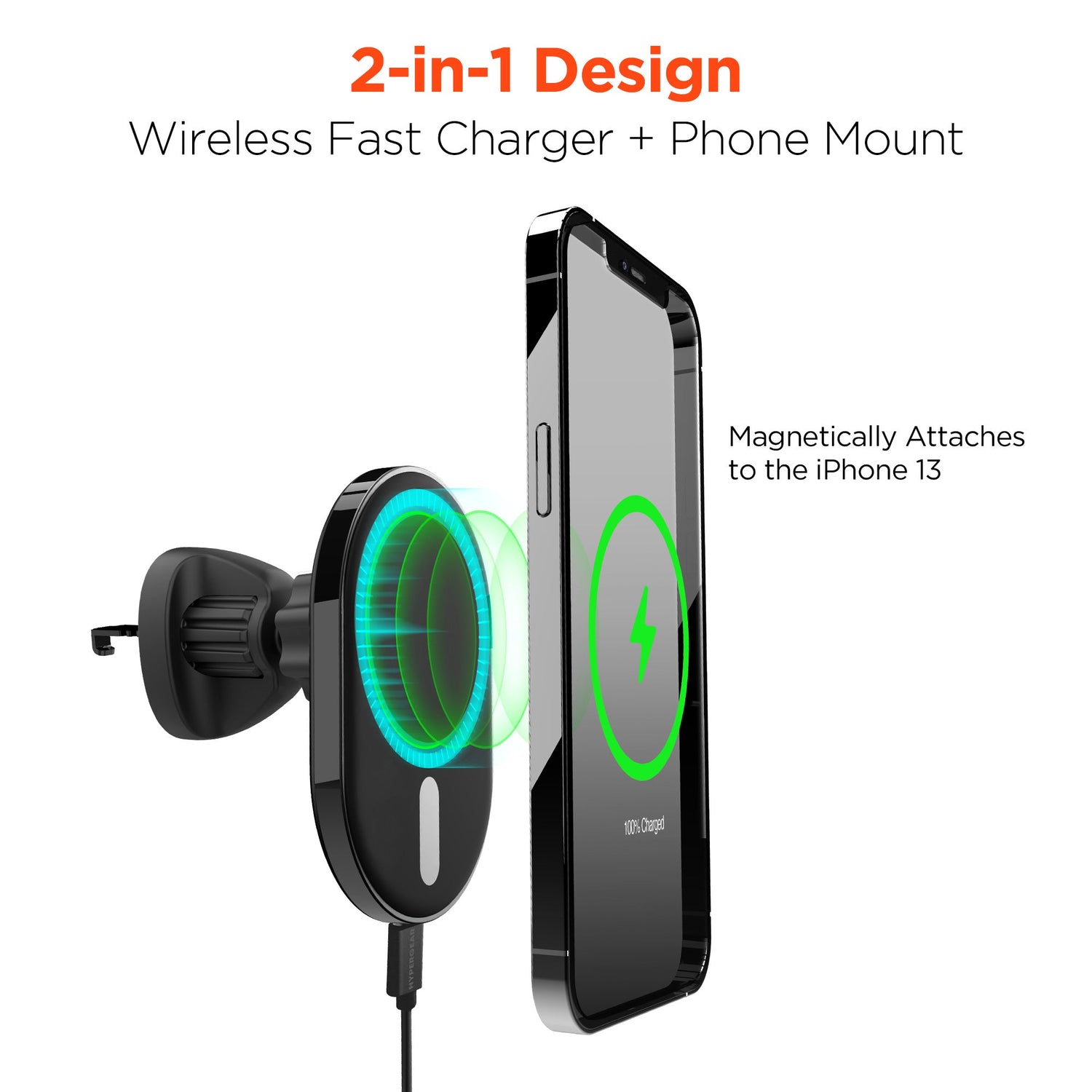 HyperGear MagVent Wireless Car Charging Mount for iPhone 13 Jupiter Gear Home