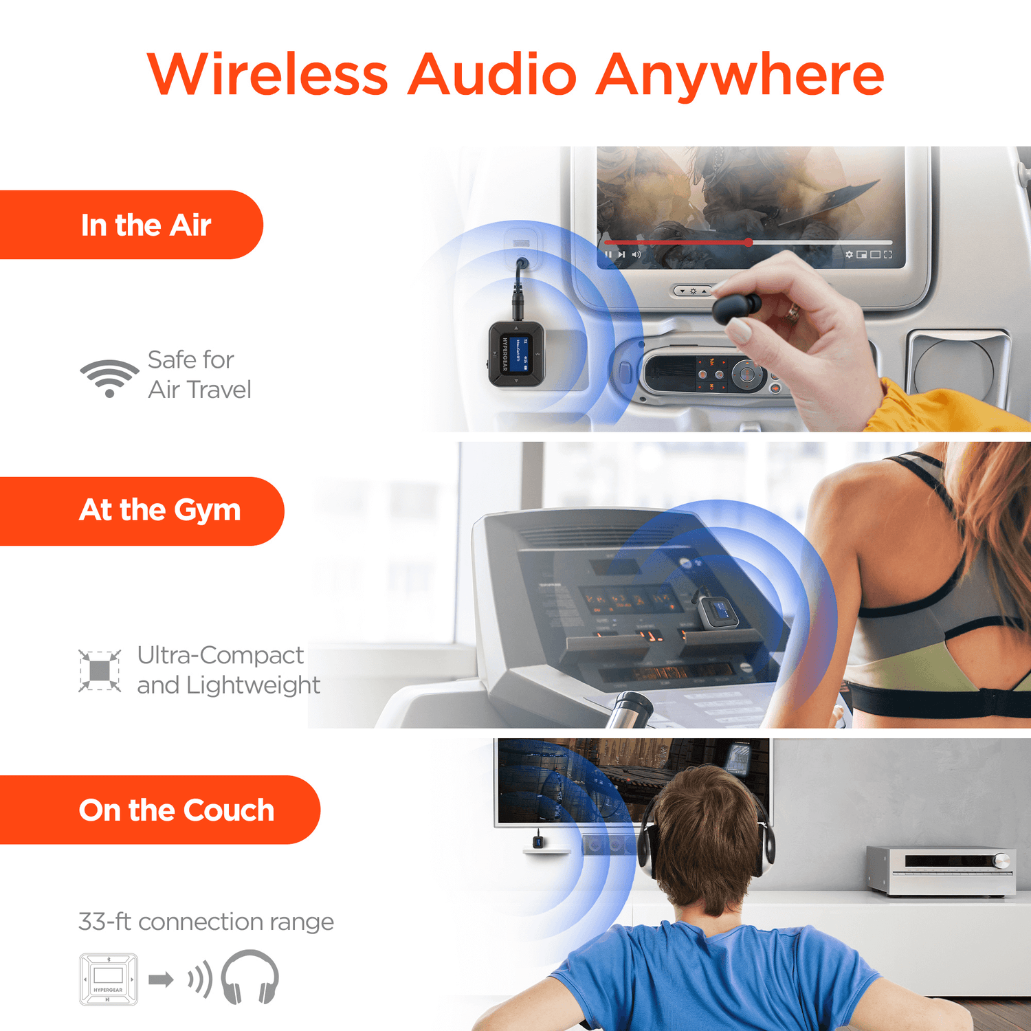 HyperGear IntelliCast Flight Audio Transmitter + Receiver Jupiter Gear Home