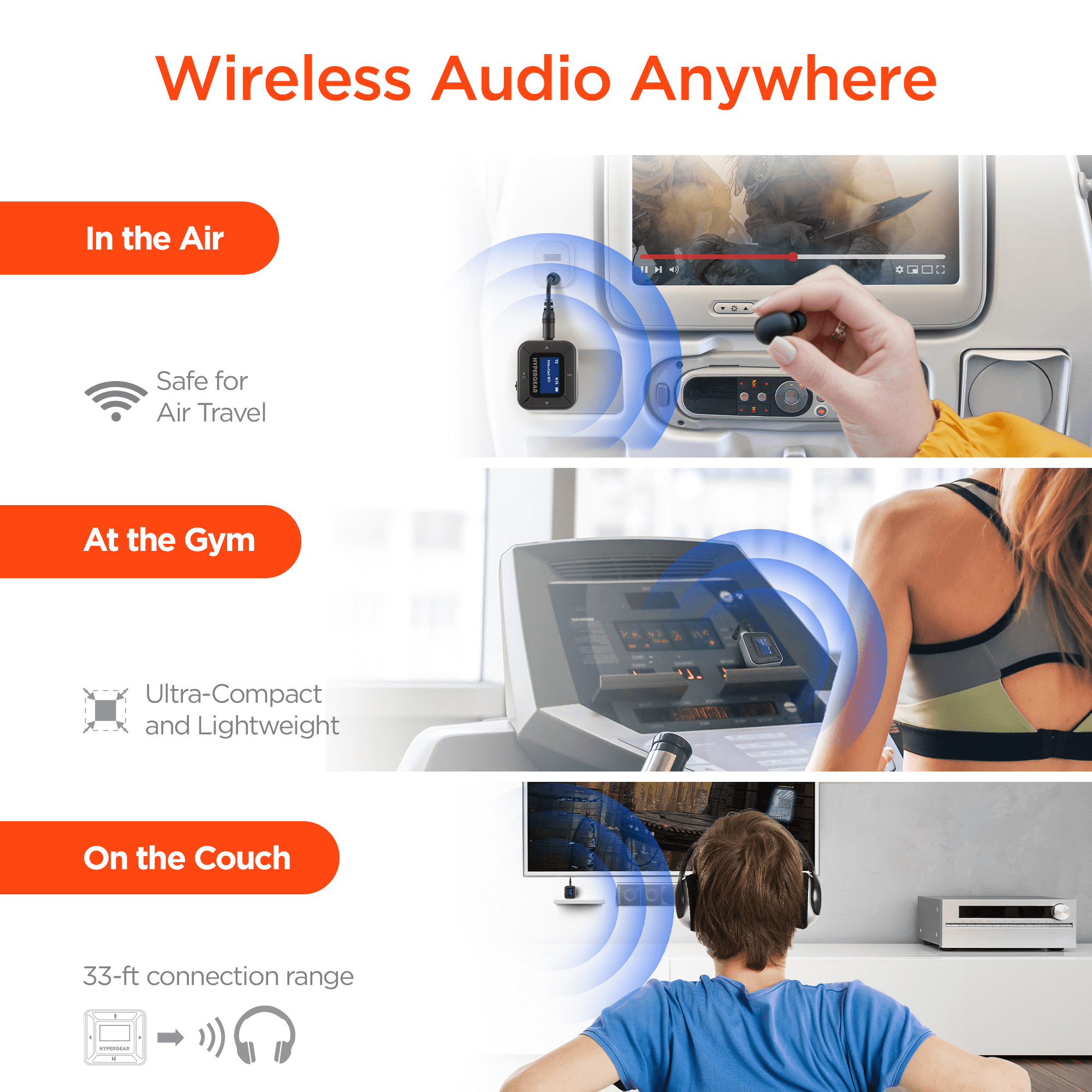 HyperGear IntelliCast Flight Audio Transmitter + Receiver Jupiter Gear Home