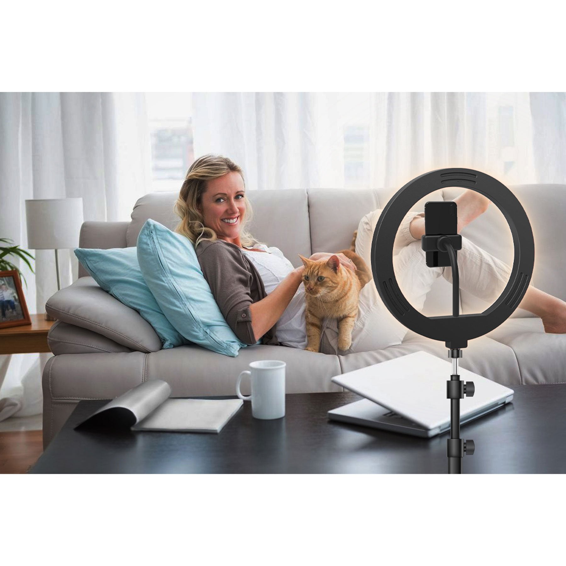 Supersonic PRO Live Stream 14” Floor Ring Light with RGB (SC-2430RGB) Jupiter Gear Home