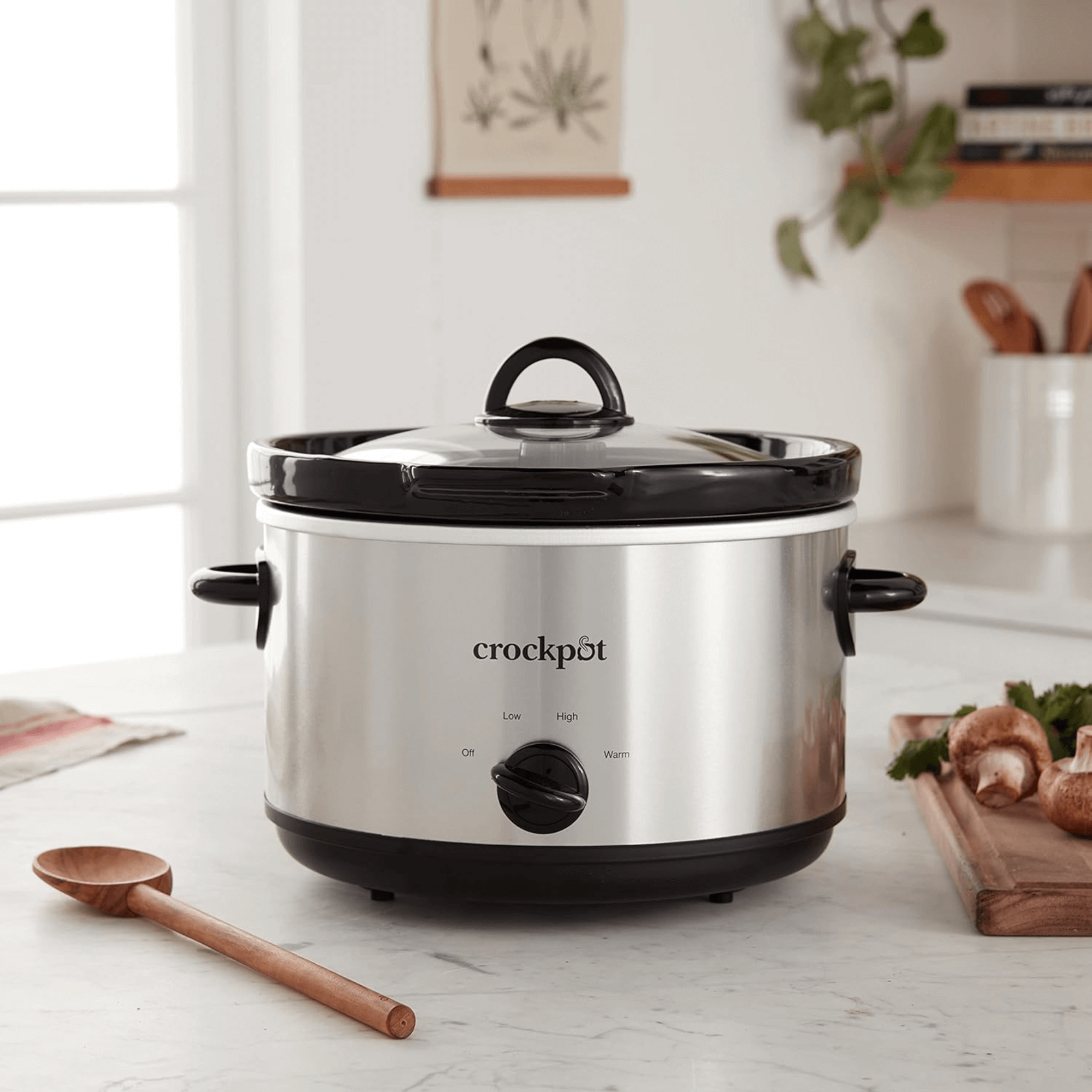 Crockpot 5 Qt. Round Manual Stainless Steel Slow Cooker and Little Dipper Warmer Jupiter Gear Home