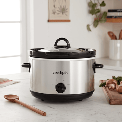 Crockpot 5 Qt. Round Manual Stainless Steel Slow Cooker and Little Dipper Warmer Jupiter Gear Home
