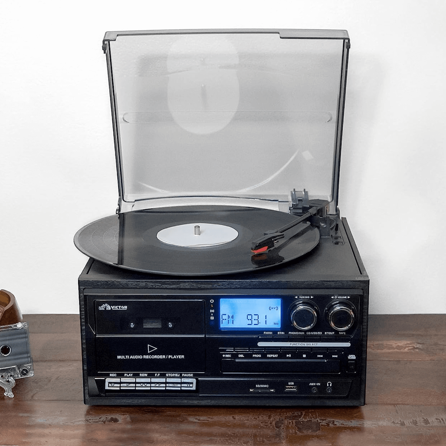 Victor Cosmopolitan 8-in-1 Turntable Music Center Black - Refurbished Jupiter Gear Home