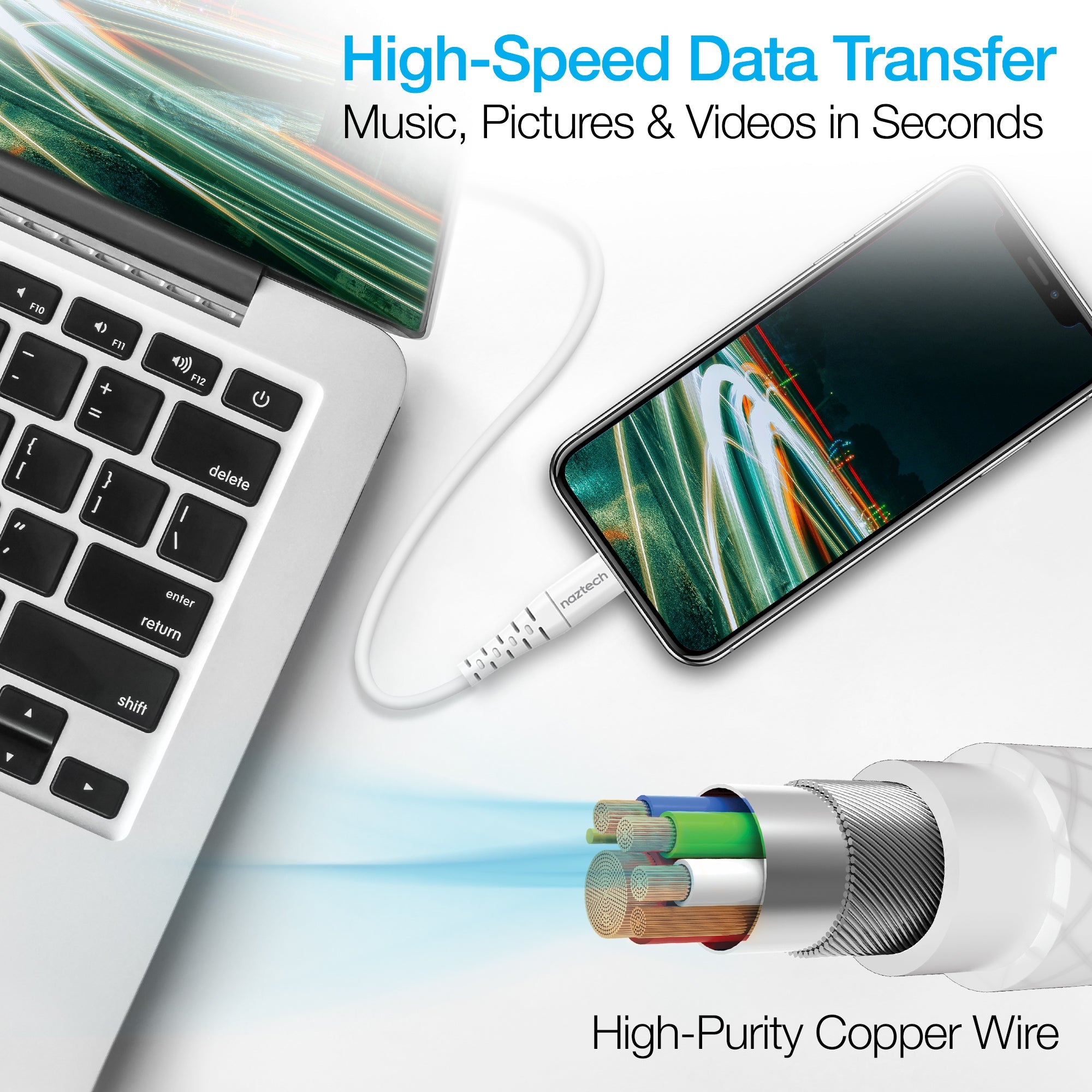 Naztech PD MFI Lightning to USB-C Cable 6ft White Jupiter Gear Home