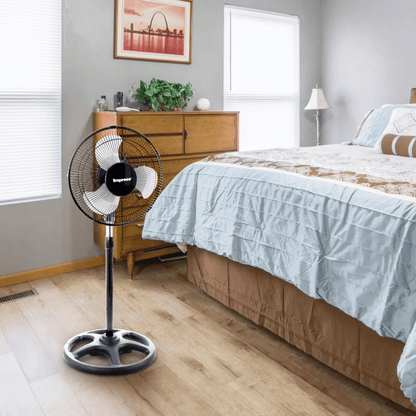 Impress Mighty Mite 10-Inch Oscillating Standing Fan with Metal Blades Jupiter Gear Home
