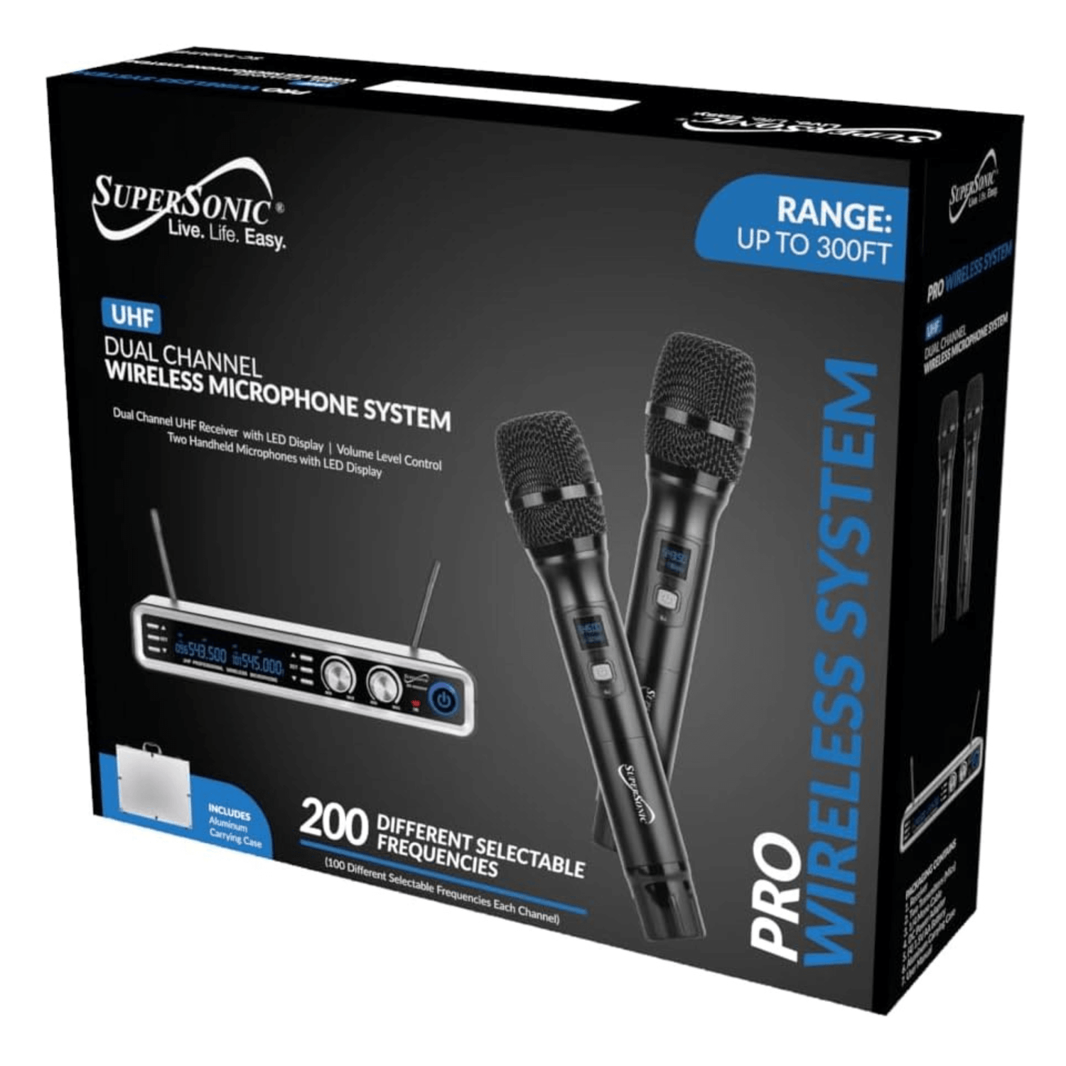 Supersonic UHF Dual Channel Selectable Frequencies Professional Wireless Microphone Jupiter Gear Home