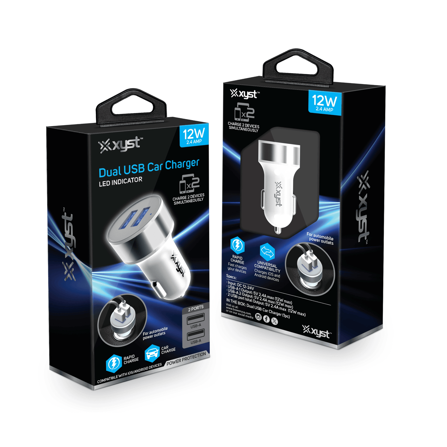 Xyst 2.4-Amp Dual USB Car Charger Jupiter Gear Home
