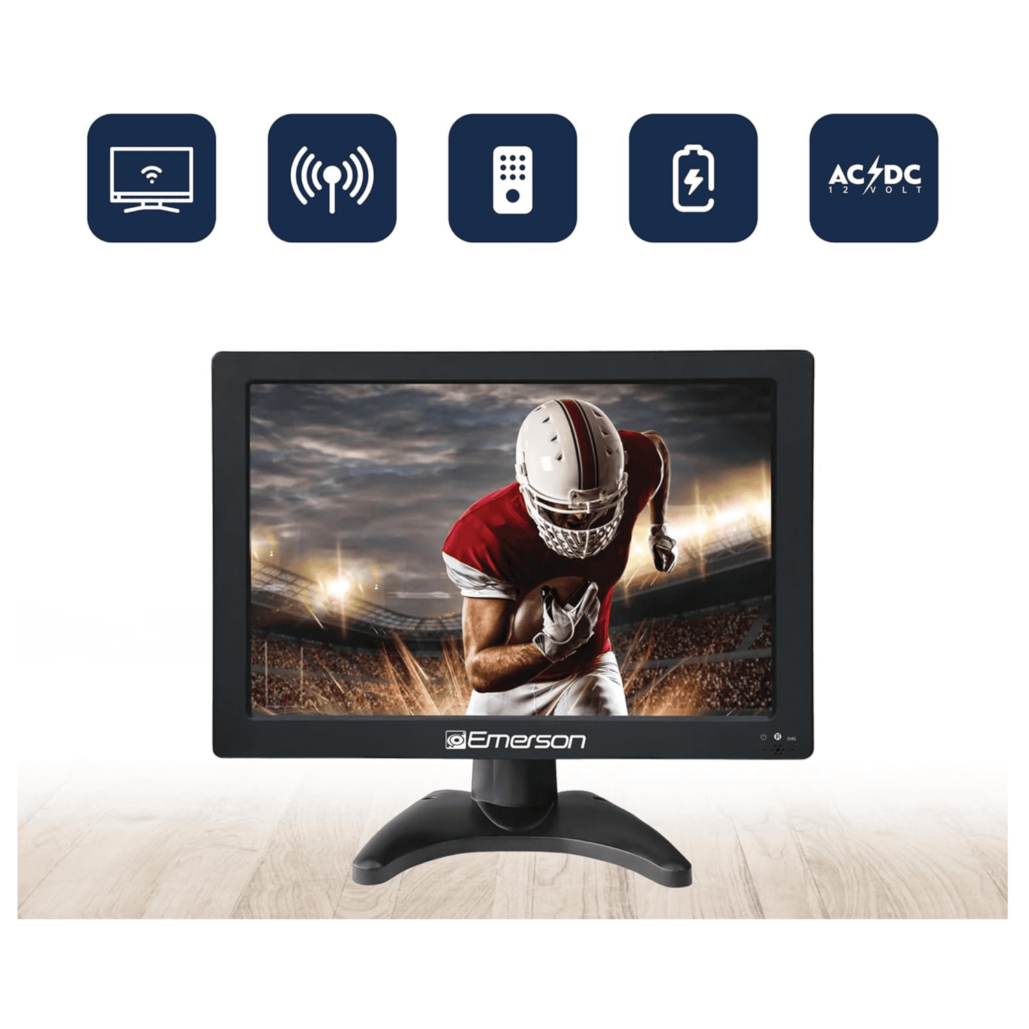 Emerson 13.3" Portable Rechargeable 12V ACDC TV - Refurbished Jupiter Gear Home