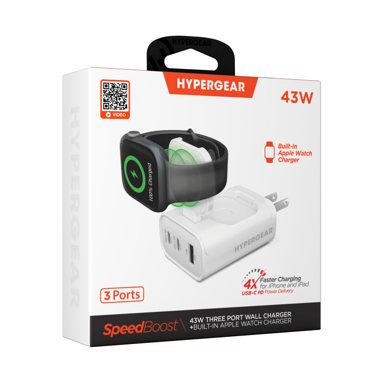HyperGear SpeedBoost 43W 3-Port Fast Phone and Watch Wall Charger Jupiter Gear Home