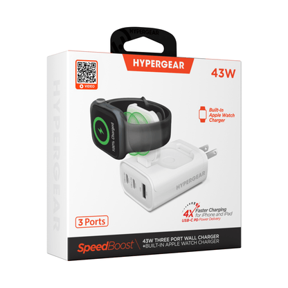 HyperGear SpeedBoost 43W 3-Port Fast Phone and Watch Wall Charger Jupiter Gear Home