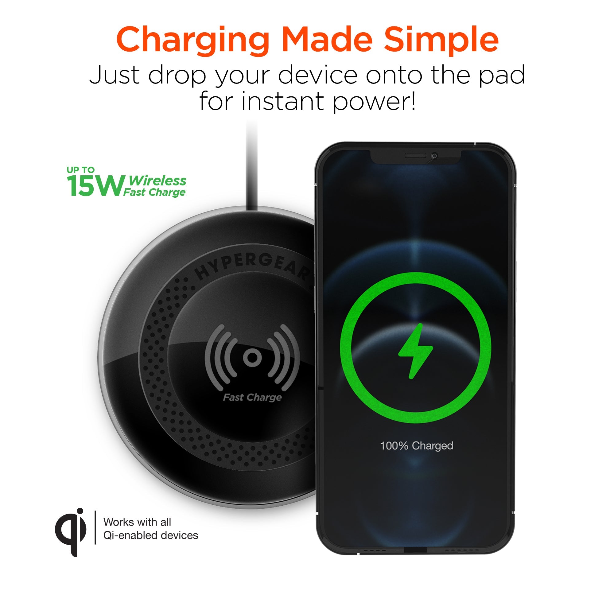 HyperGear ChargePad Pro 15W Wireless Fast Charger Jupiter Gear Home