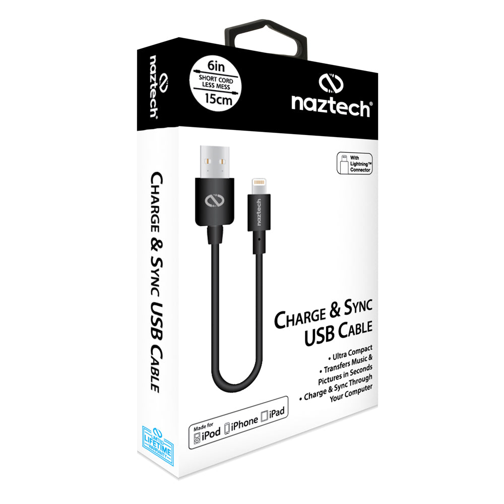Naztech MFi Lightning Charge &amp; Sync USB Cable 6in Jupiter Gear Home