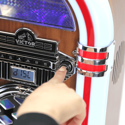 Victor Broadway II Desktop LED CD Jukebox Mahogany - Refurbished Jupiter Gear Home