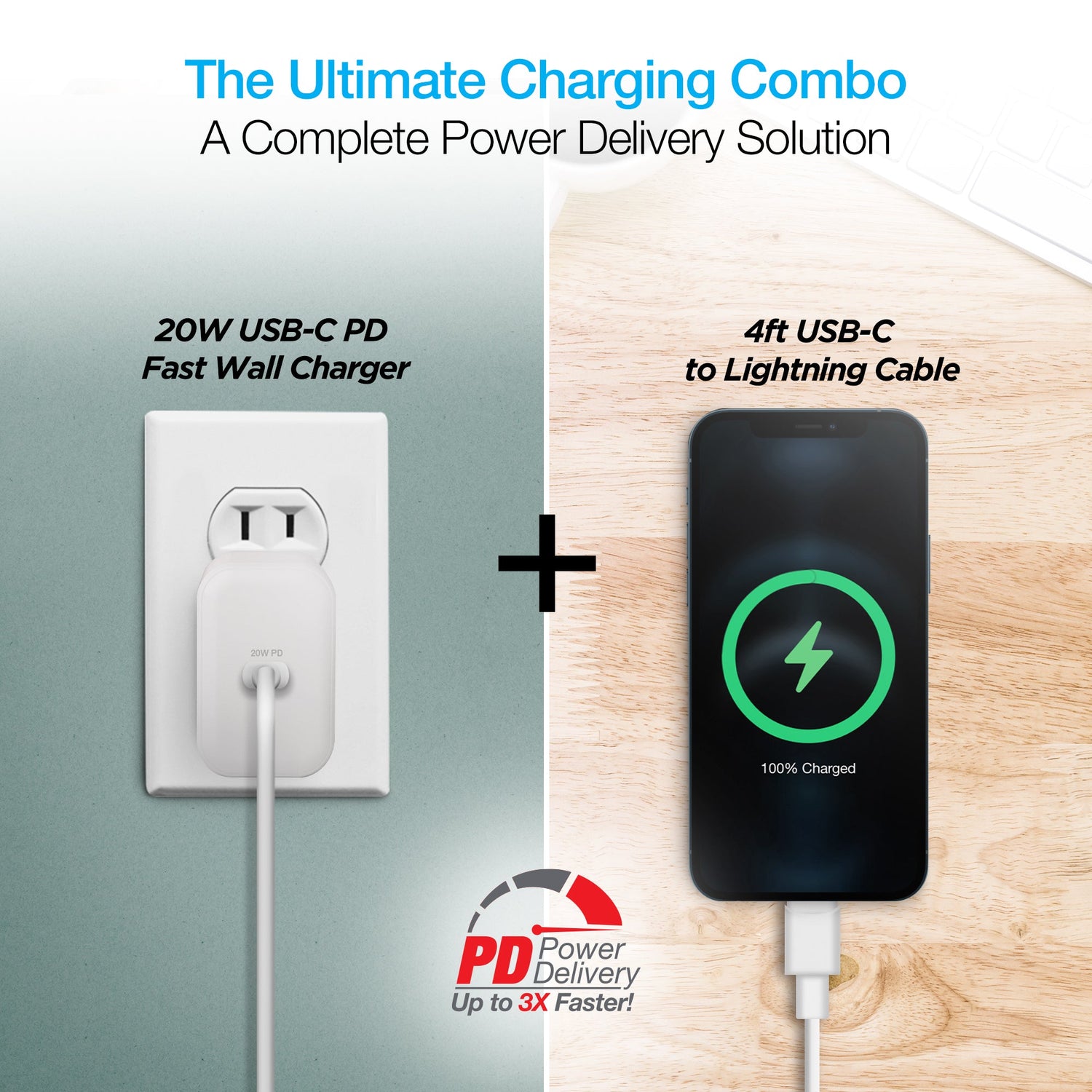 Naztech 20W PD Wall Charger + USB-C to Lightning 4ft Cable Jupiter Gear Home