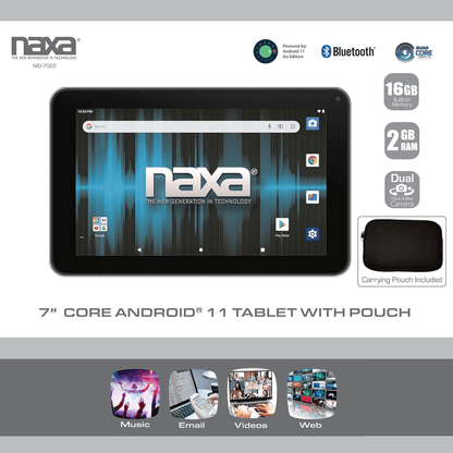 Naxa 7" Core Tablet with Android 11 Black - Refurbished Jupiter Gear Home