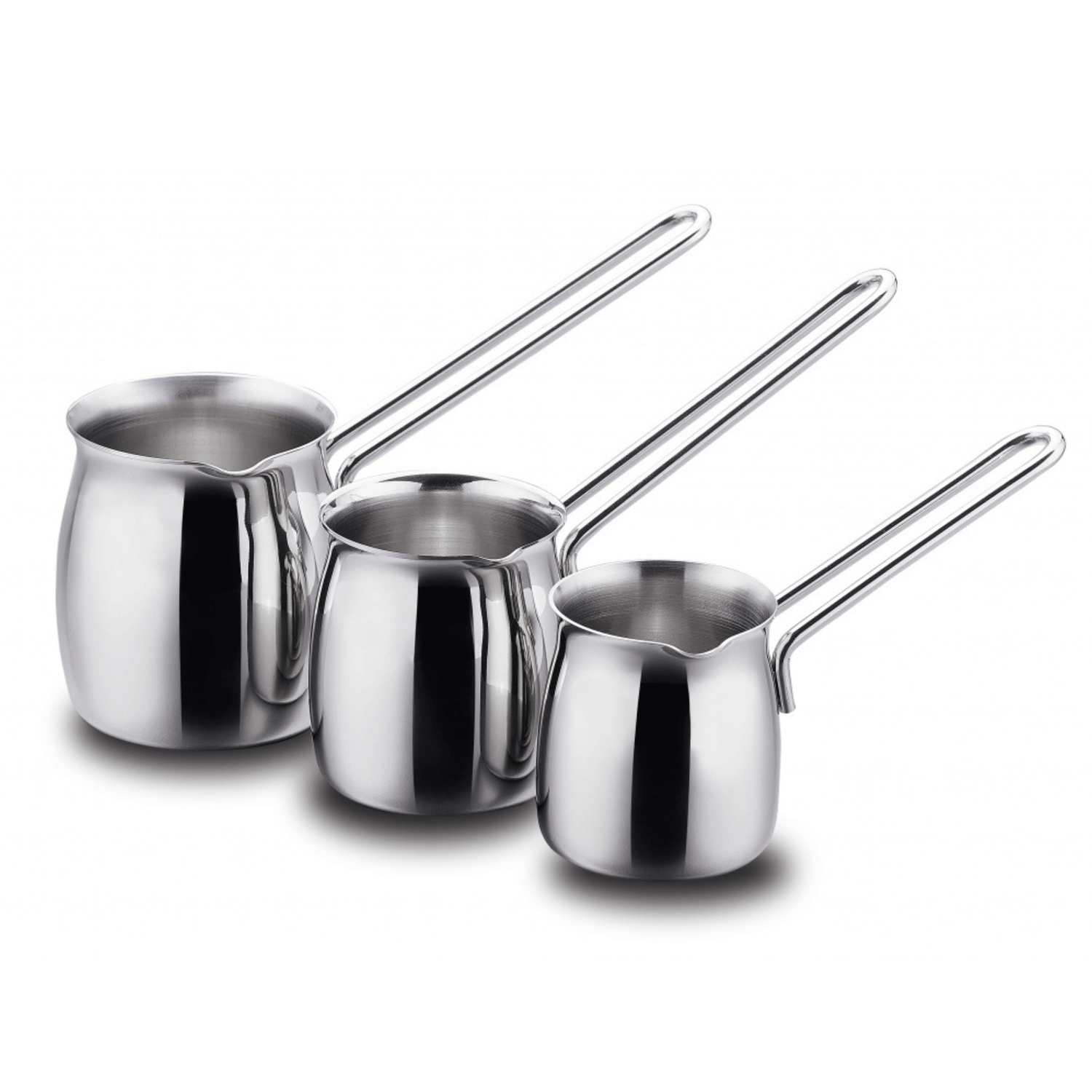 Korkmaz Tombik 3 Piece Stainless Steel Turkish Coffee Pot Set Jupiter Gear Home