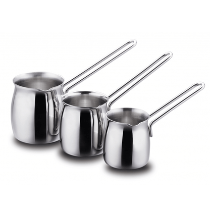 Korkmaz Tombik 3 Piece Stainless Steel Turkish Coffee Pot Set Jupiter Gear Home
