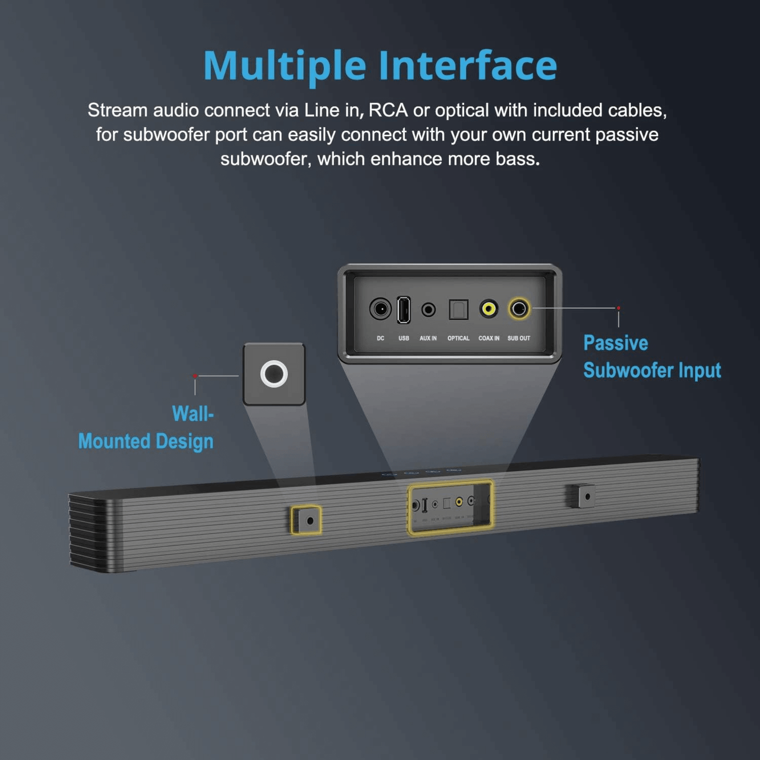 Norcent KB2020 Black Mamba Series 32" 80W Bluetooth Sound Bar with Remote Option Jupiter Gear Home