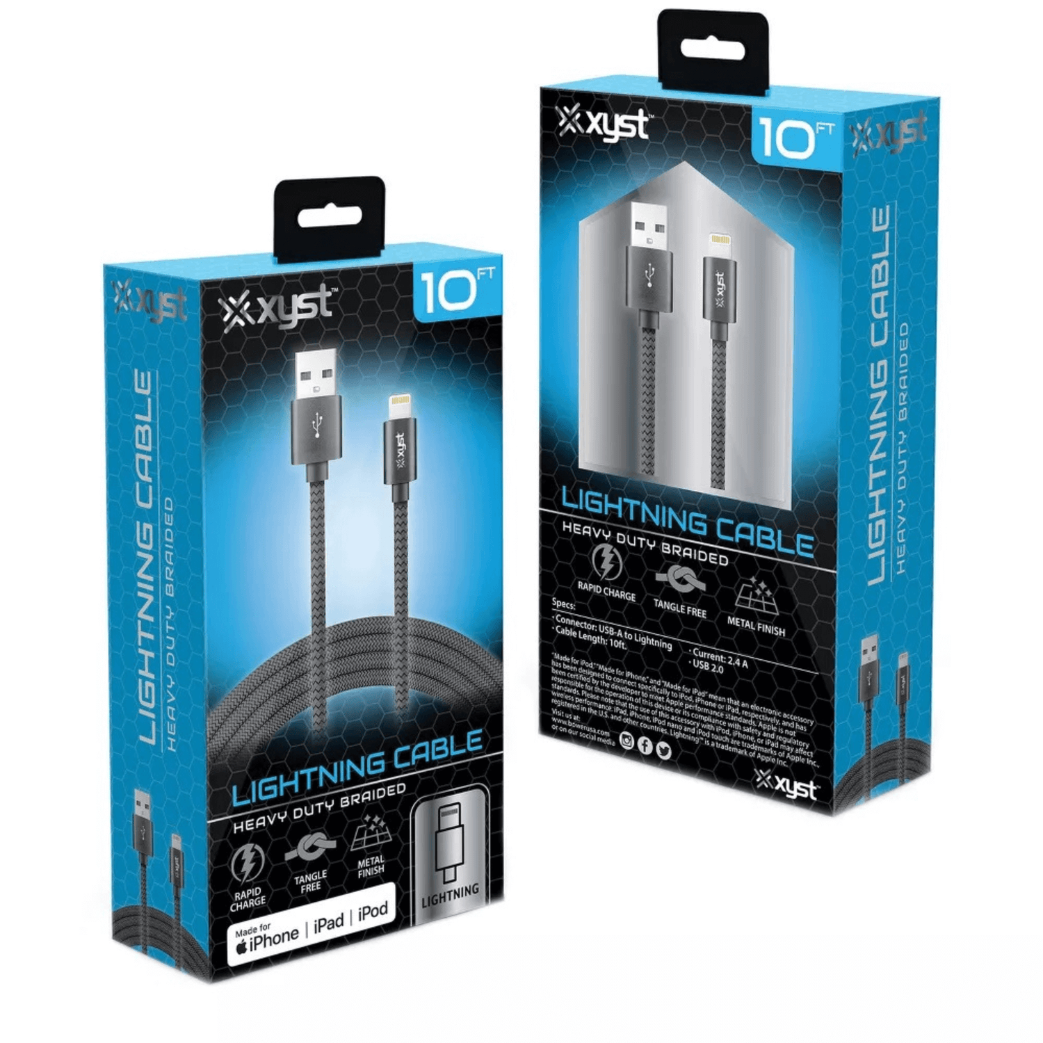 Xyst Charge and Sync USB to Lightning Braided Cable 10Ft Jupiter Gear Home