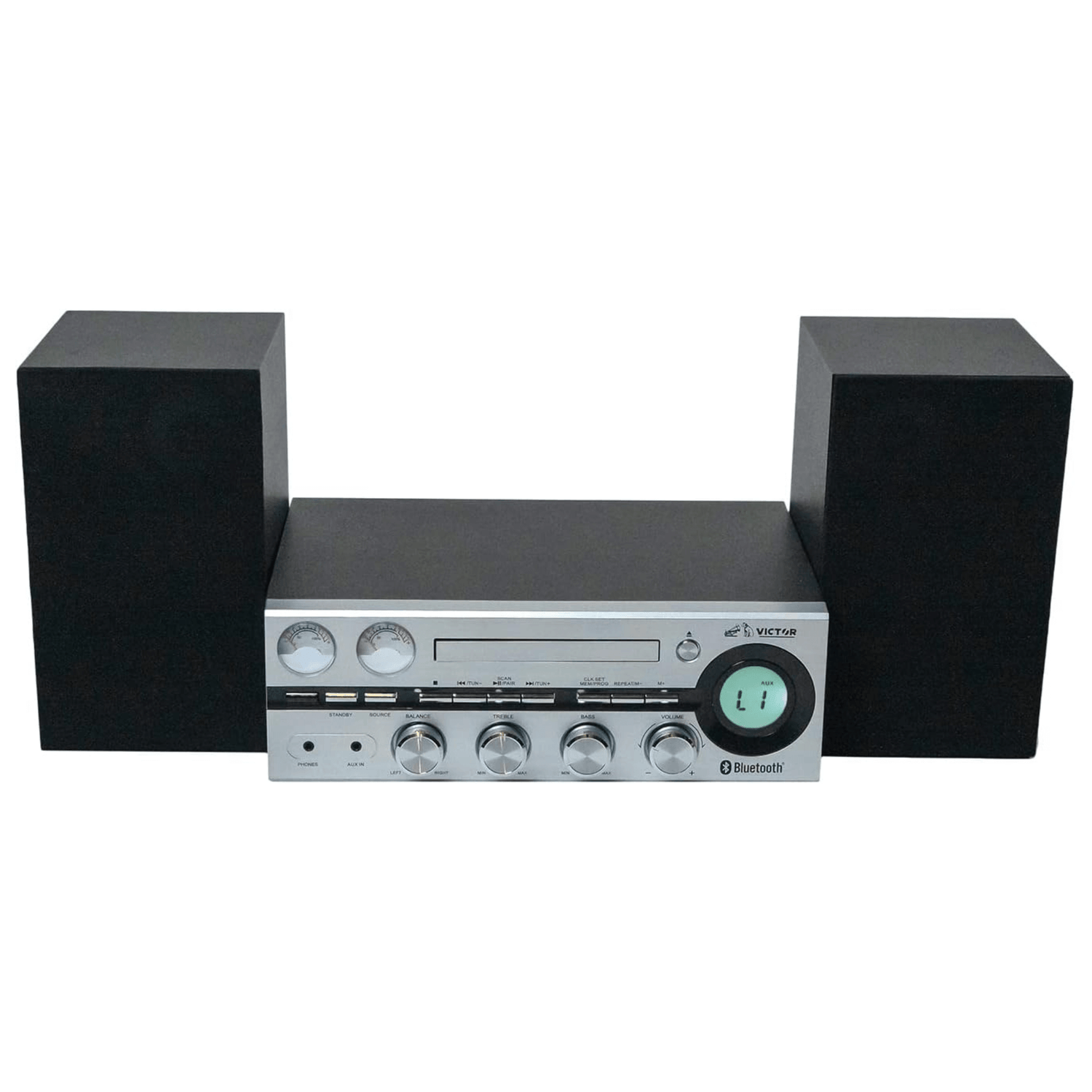 Victor Milwaukee 50W Desktop CD Stereo System Silver - Refurbished Jupiter Gear Home