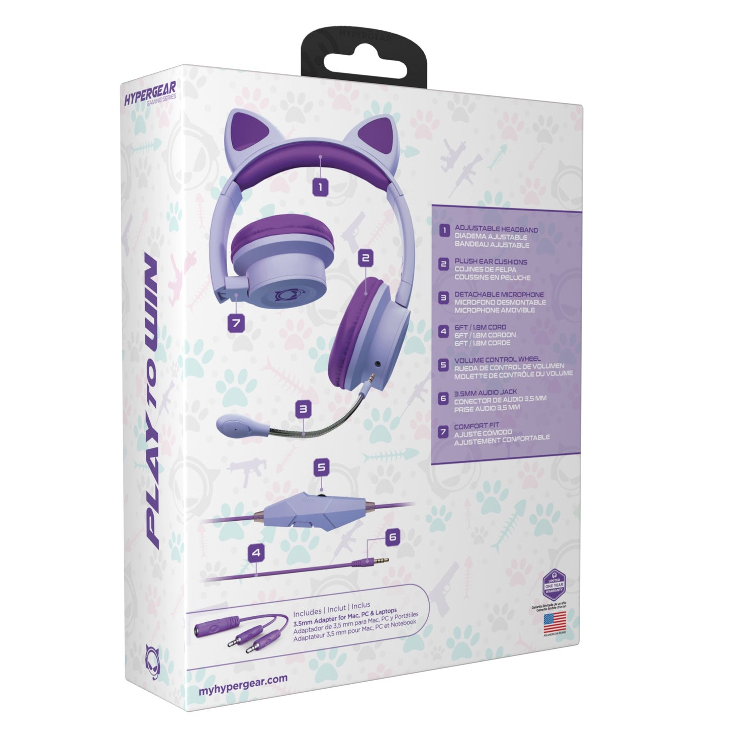 HyperGear Kombat Kitty Gaming Headset with Detachable Mic Jupiter Gear Home