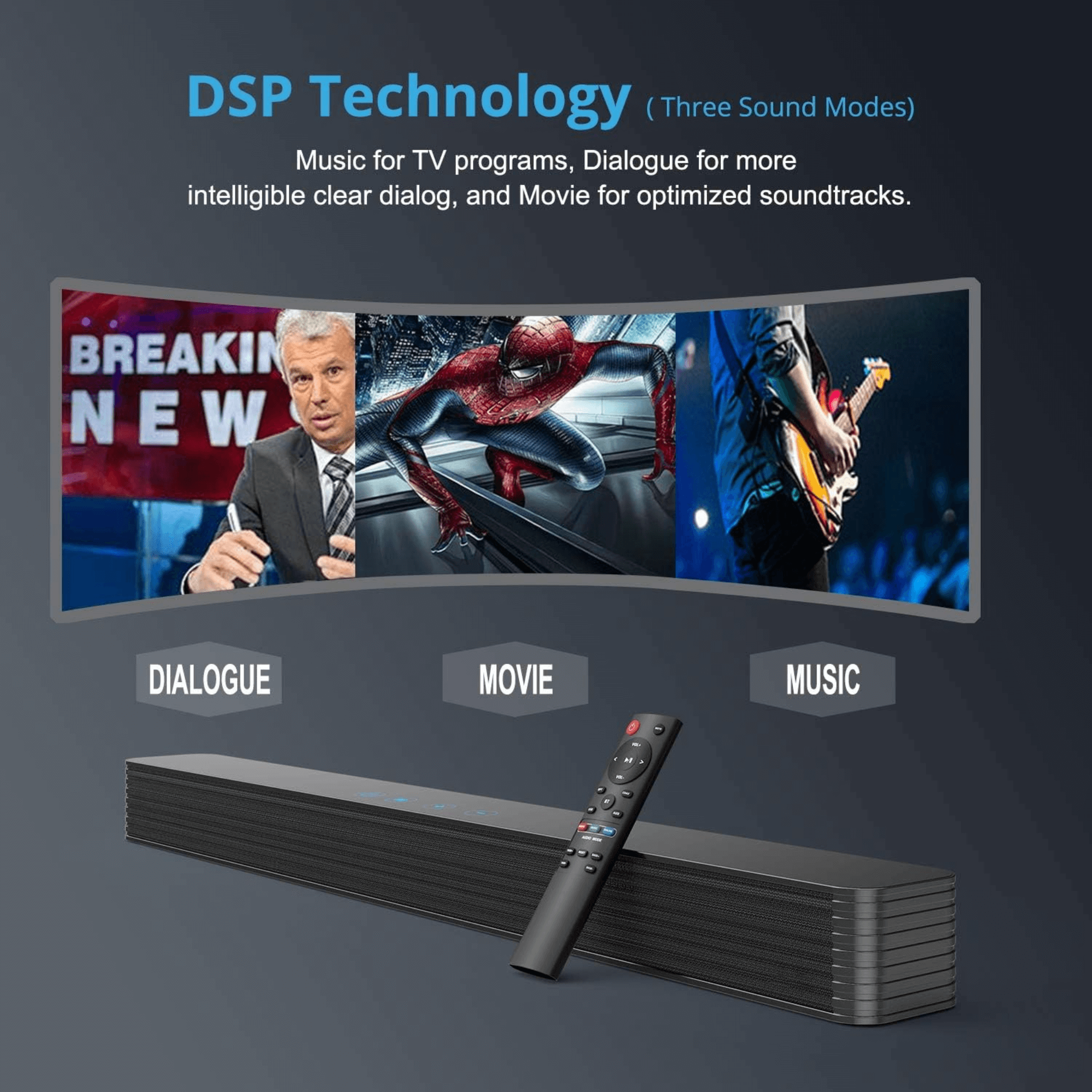 Norcent KB2020 Black Mamba Series 32" 80W Bluetooth Sound Bar with Remote Option Jupiter Gear Home