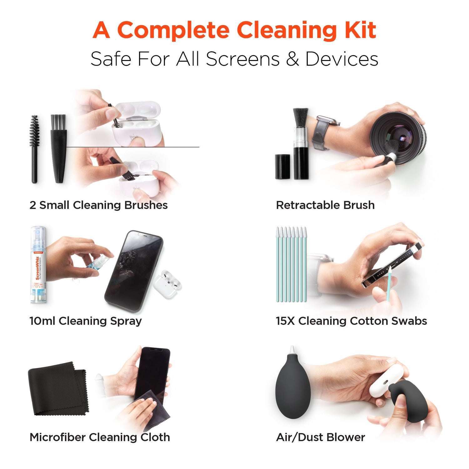 HyperGear ScreenWhiz 7-in-1 Complete Tech Cleaning Kit Jupiter Gear Home